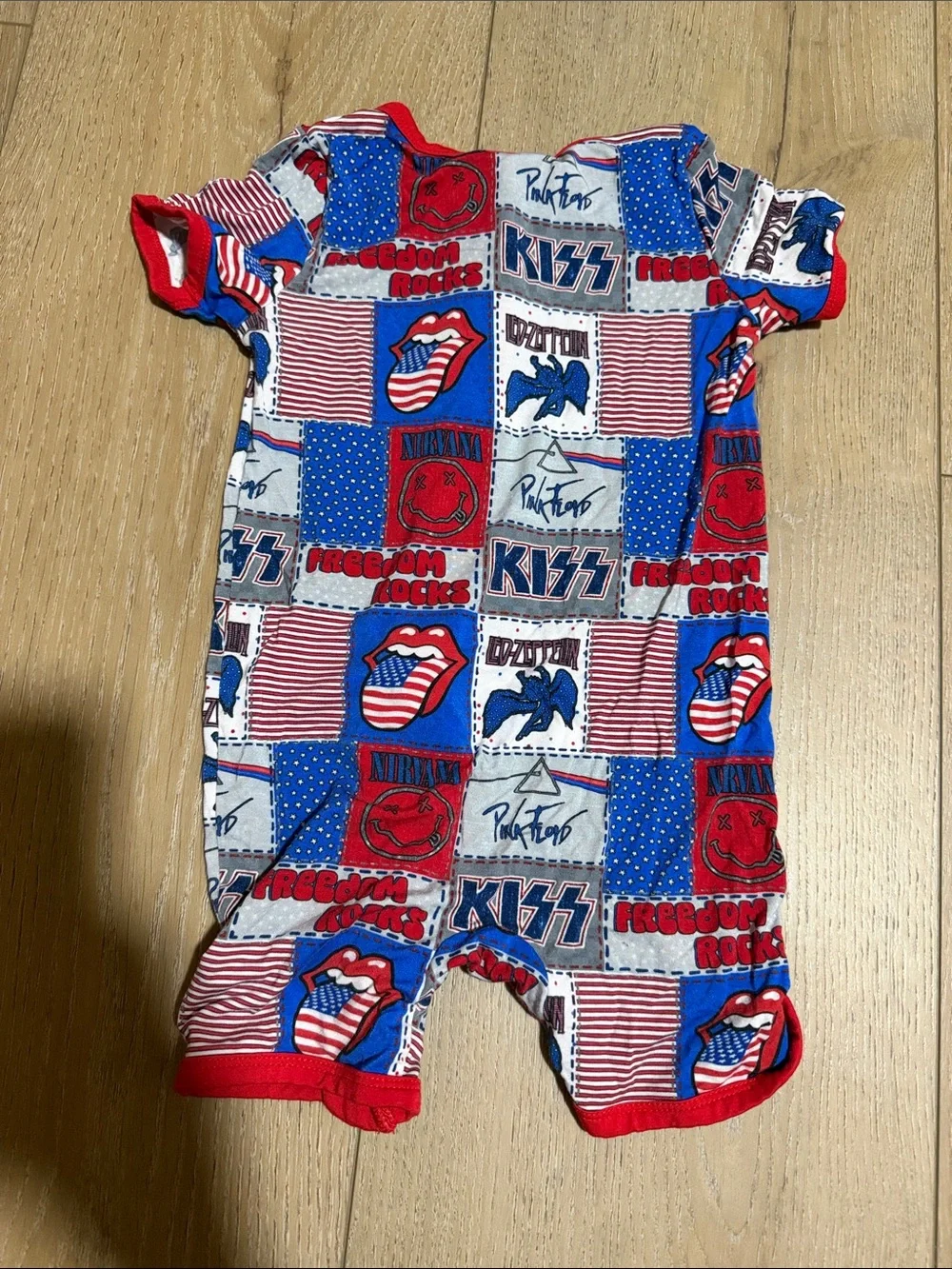 Bamboo shortie|patriotic 80s band print|12-18M